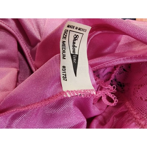90's Vintage Deadstock Shadowline Nylon Pink with Lace Night Gown - Picture 11 of 12